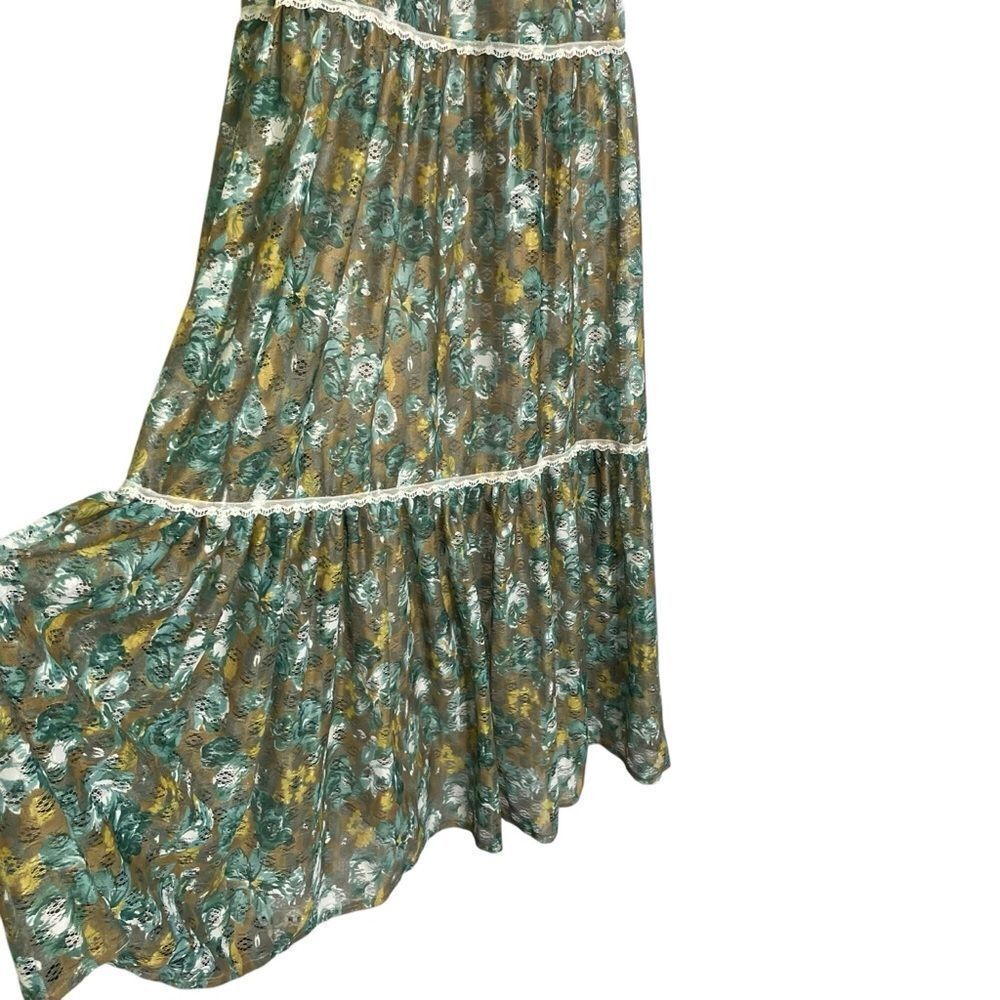 Vintage Kati for Laura Phillips 1970s Maxi Dress Green Blue Floral 12 - Picture 7 of 13
